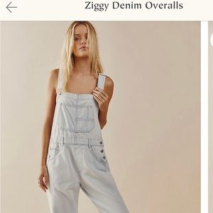 COPY - Free People Ziggy Denim overalls bleach blue Size L